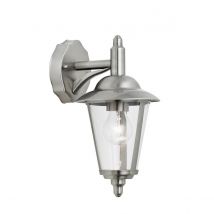 Klien 1 Light Outdoor Down Wall Lantern Polished Stainless Steel, Clear Polycarbonate IP44, E27