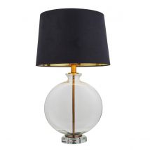 Gideon 1 Light Table Light Clear Glass & Antique Brass Plate, E27