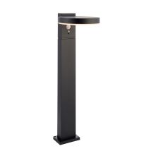Ebro Modern Solar Powered Dimmable LED Round Bollard Lamp Textured Black, PIR Motion & Day Night Sensors, Warm White, IP44
