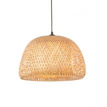 Bali Single Pendant Ceiling Lamp, Natural Bamboo, White, Matt Black