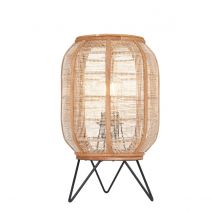 Zaire Complete Table Lamp, Natural Linen, Natural Bamboo, Matt Black