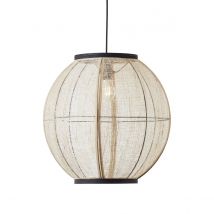 Zaire Globe Pendant Ceiling Lamp, Natural Linen, Matt Black