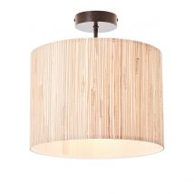 Longshore Single Semi Flush Ceiling Lamp, Natural Seagrass, Matt Black