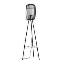 Mathias Base & Shade Floor Lamp, Dark Bamboo, Plywood With Matt Black Paint - End of Line