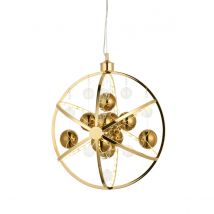 Muni Single Pendant Ceiling Lamp, Gold Effect Plate With, Gold Glass