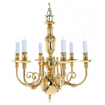 Beveren Polished Brass 6 Arm Chandelier