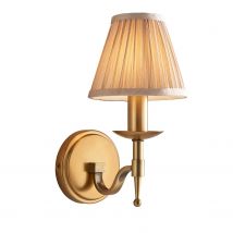 Stanford 1 Light Indoor Candle Wall Light Antique Brass with Beige Shade, E14