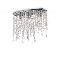 Rain Clear  3 Light Small Ceiling Flush Light Chrome, E14