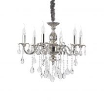 Impero  6 Light Crystal Chandelier Crystal, Silver Finish, E14