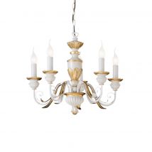 Firenze  5 Light Chandelier Ivory, Gold Finish, E14
