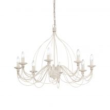 Corte  8 Light Chandelier Antique White Finish, E14