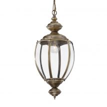 Norma 1 Light Ceiling Lantern Pendant Antique Brass, Clear Glass, E27