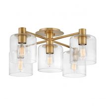 Hinkley Axel Multi Arm Semi Flush Ceiling Lamp Heritage Brass