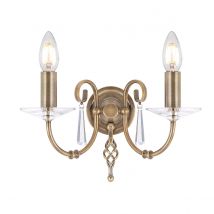 Aegean 2 Light Indoor Candle Wall Light Aged Brass, E14
