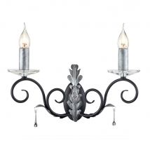 Amarilli 2 Light Indoor Candle Wall Light Black Floral Leaves Design , E14