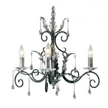 Amarilli Chandelier 3 Light Black, Silver Floral Leaves Design , E14