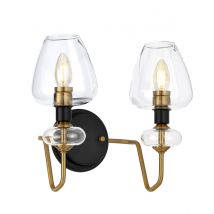 Armand 2 Light Wall Light, Aged Brass, Glass Shades