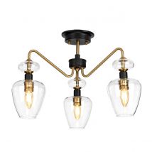 Armand 3 Light Semi Flush, Aged Brass, Glass Shade