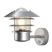 Helsingor 1 Light Outdoor Lantern Light Silver with PIR Motion Sensor IP44, E27