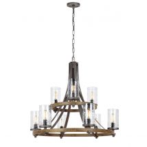 Feiss Angelo 9 Light Chandelier Weathered Oak