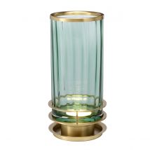 Arno Table Lamp Metalwork Aged Brass, Green Glass