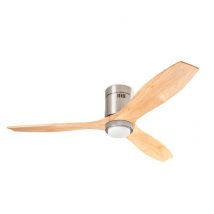 Stem LED Ceiling Fan Satin Nickel, Solid Wood Blades, 3000-4000-5000K