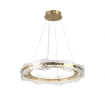 Lira Cylindrical Pendant Ceiling Light Brushed Gold, Textured Dimmable 3000K Remote Control