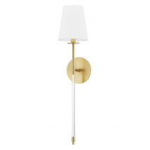 Hobart 1 Light Wall Sconce Aged Brass with White Shade