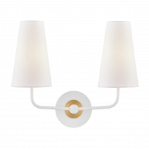 Merri 2 Light Wall Sconce White with Off White Shade