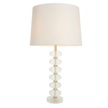 Annabelle & Mia Base & Shade Table Lamp Frosted Crystal & Vintage White Linen
