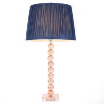 Adelie & Wentworth Base & Shade Table Lamp Blush Crystal Glass & Midnight Blue Silk