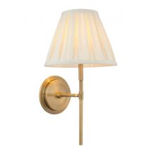 Rennes & Carla Wall Lamp with Shade Antique Brass Plate & Cream Fabric