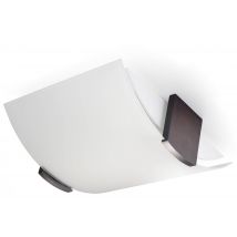 Emilio 2 Light Flush Ceiling Light White, Wenge, E27