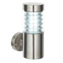 Equinox 1 Light Outdoor Coastal Wall Light, Marine Grade Brushed Stainless Steel IP44, E27