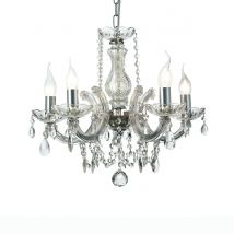 Gabrielle Chandelier Glass Sconce & Glass Droplets 5 Light E14 Polished Chrome Finish