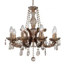 Gabrielle Chandelier Acrylic Sconce & Glass Droplets 8 Light E14 Mink Finish