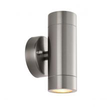 Palin Outdoor Up Down Wall Lamp 2 Light Brushed Stainless Steel IP65