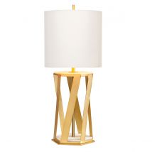 Apollo Table Lamp with Round Shade, Brushed Brass