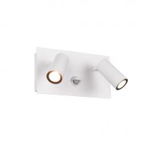 Tunga Modern 2 Light Outdoor Spotlight White Matt 3000K IP54 with PIR - UK Stock
