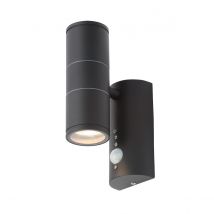 Islay PIR 2 Light Outdoor Up Down Wall Lamp Black IP44