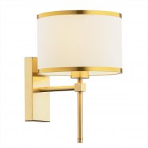 Abbano Wall Lamp With Shade Cream With Gold Strip, Brushed Brass