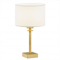 Abbano Table Lamp With Round Shade White, Brushed Brass