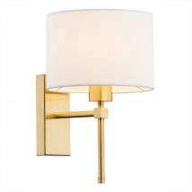 Abbano Wall Lamp With Shade White, Brushed Brass