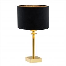 Abbano Table Lamp With Round Shade Black, Brushed Brass