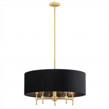 Abbano Cylindrical Pendant Ceiling 5 Light Black, Brushed Brass