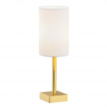Abruzzo Table Lamp With Round Shade White, Brushed Brass