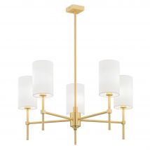 Abruzzo Multi Arm Pendant Ceiling 5 Light White, Brushed Brass