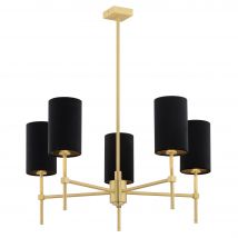 Abruzzo Multi Arm Pendant Ceiling 5 Light Black, Brushed Brass