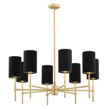 Abruzzo Multi Arm Pendant Ceiling 8 Light Black, Brushed Brass