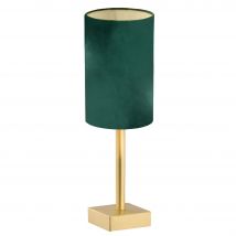 Abruzzo Table Lamp With Round Shade Green, Brushed Brass